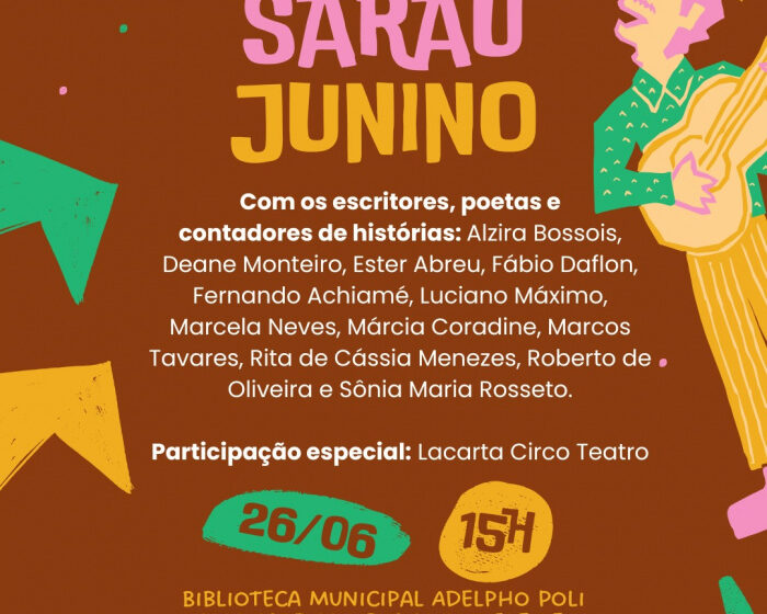  Biblioteca de Vitória promove Sarau Junino com poesia, música e teatro nesta quinta (26)